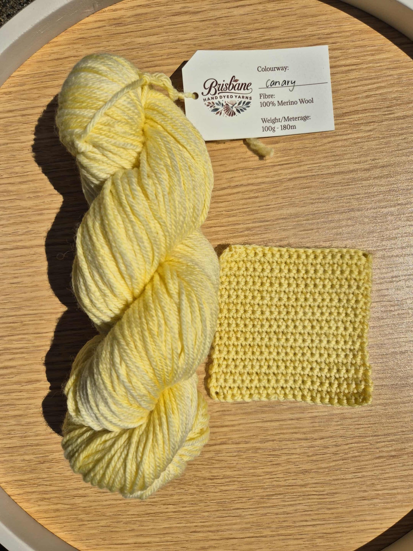 Canary – Hand Dyed 100% Merino Yarn (8ply DK, 100g Skein)