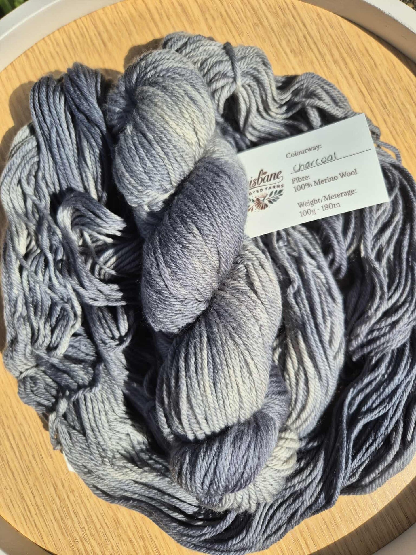 Charcoal – Hand Dyed 100% Merino Yarn (8ply DK, 100g Skein)