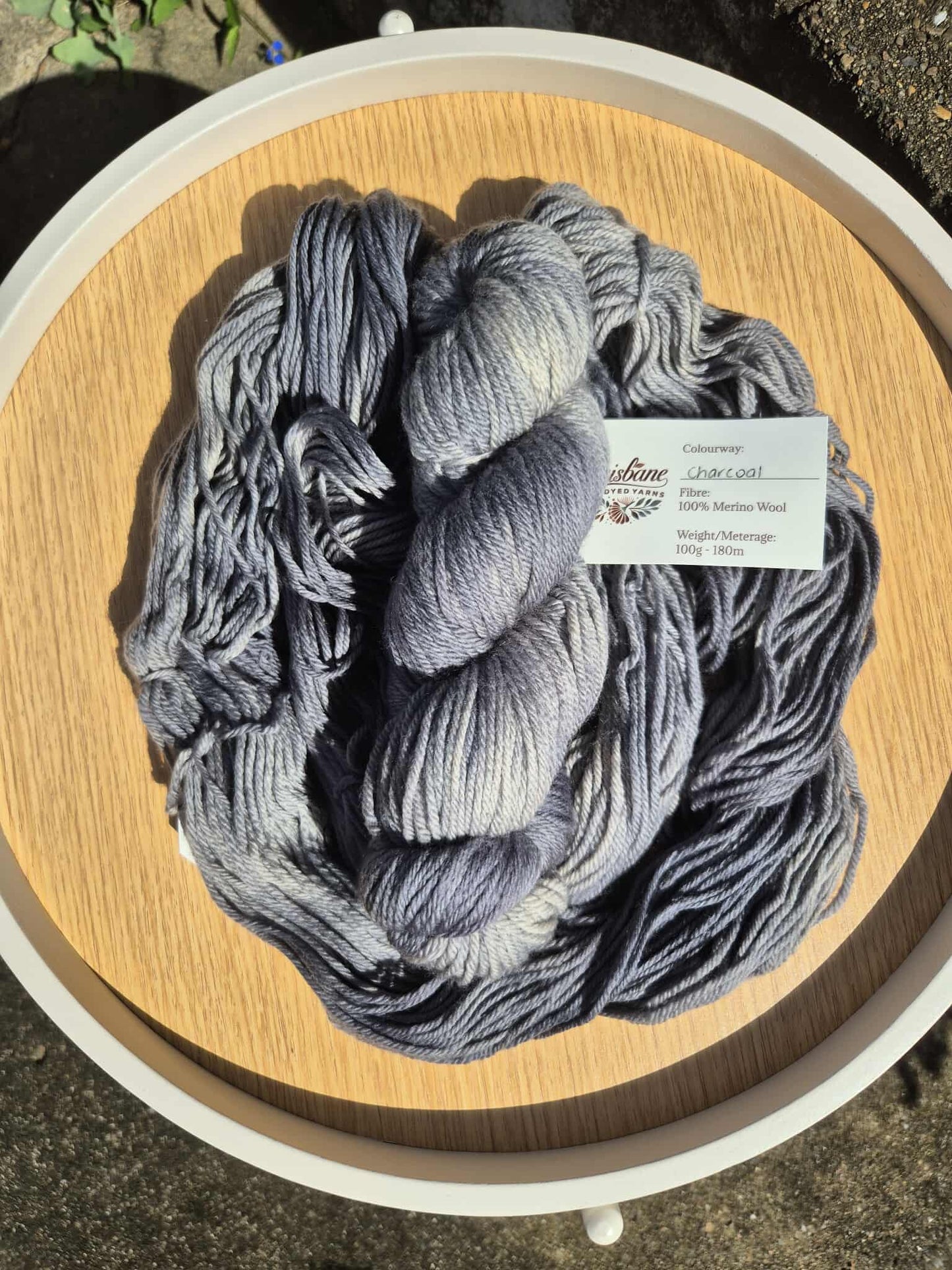 Charcoal – Hand Dyed 100% Merino Yarn (8ply DK, 100g Skein)