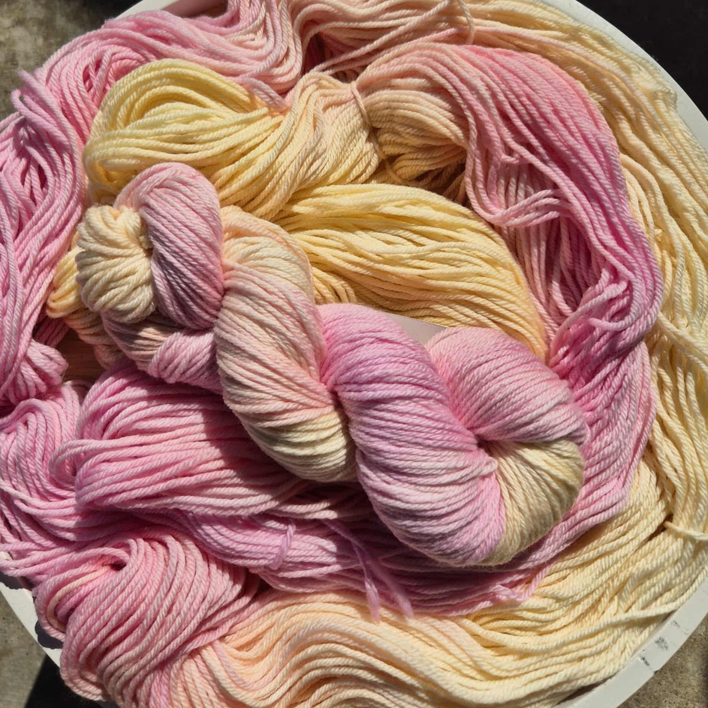 Cotton Candy – Hand Dyed 100% Merino Yarn (8ply DK, 100g Skein)