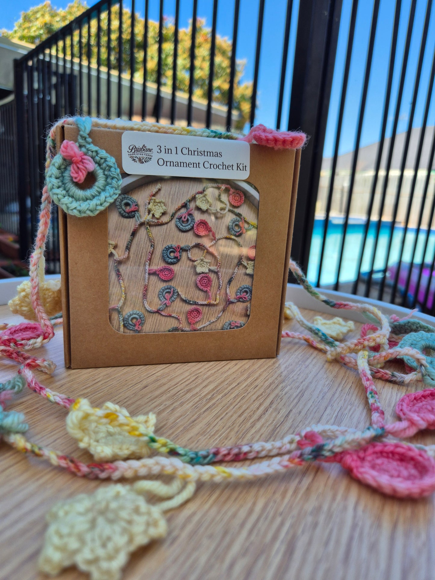 DIY Christmas Garland Crochet Kit – 3-in-1 Festive Project (Hand Dyed Merino Wool)