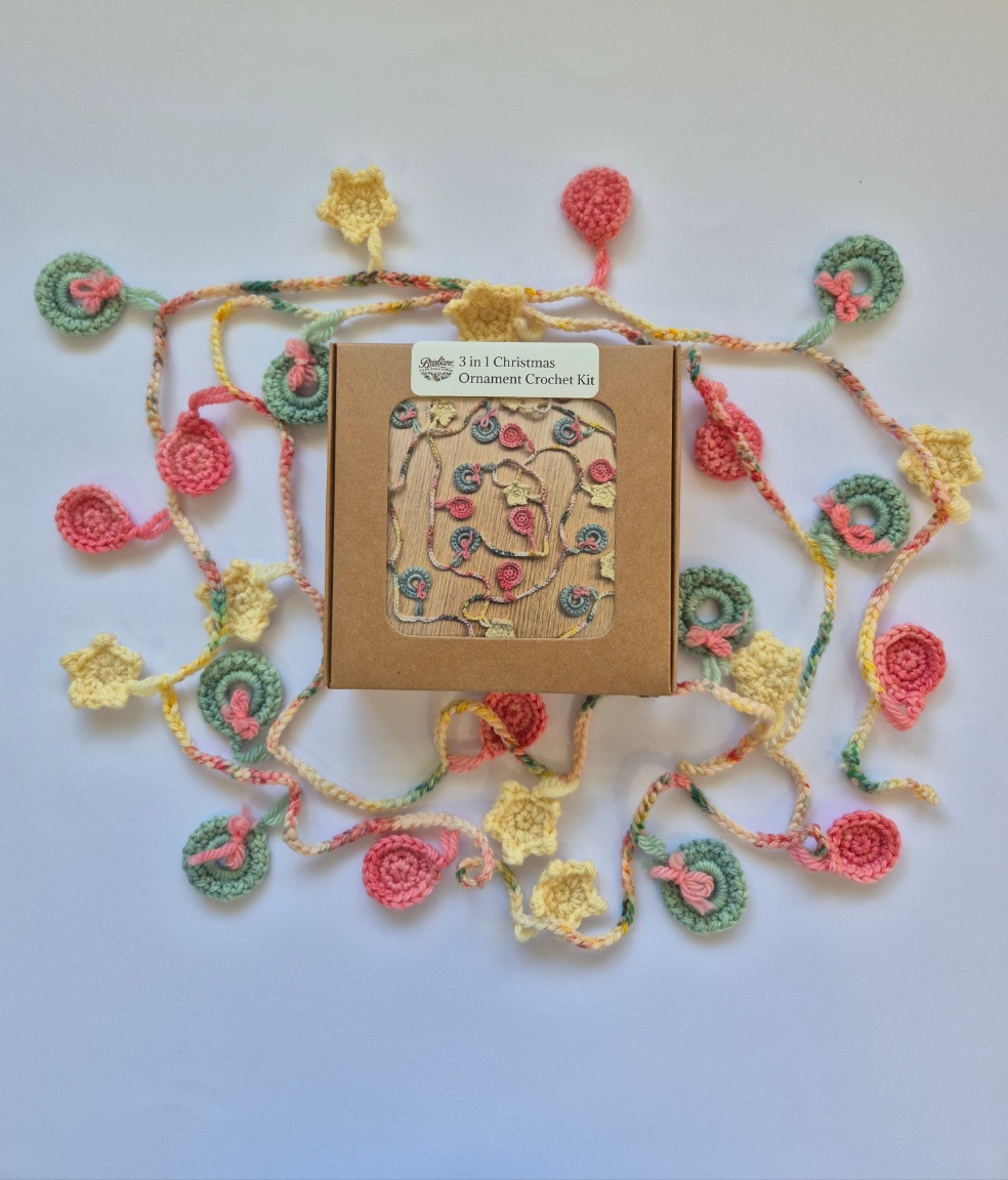 DIY Christmas Garland Crochet Kit – 3-in-1 Festive Project (Hand Dyed Merino Wool)