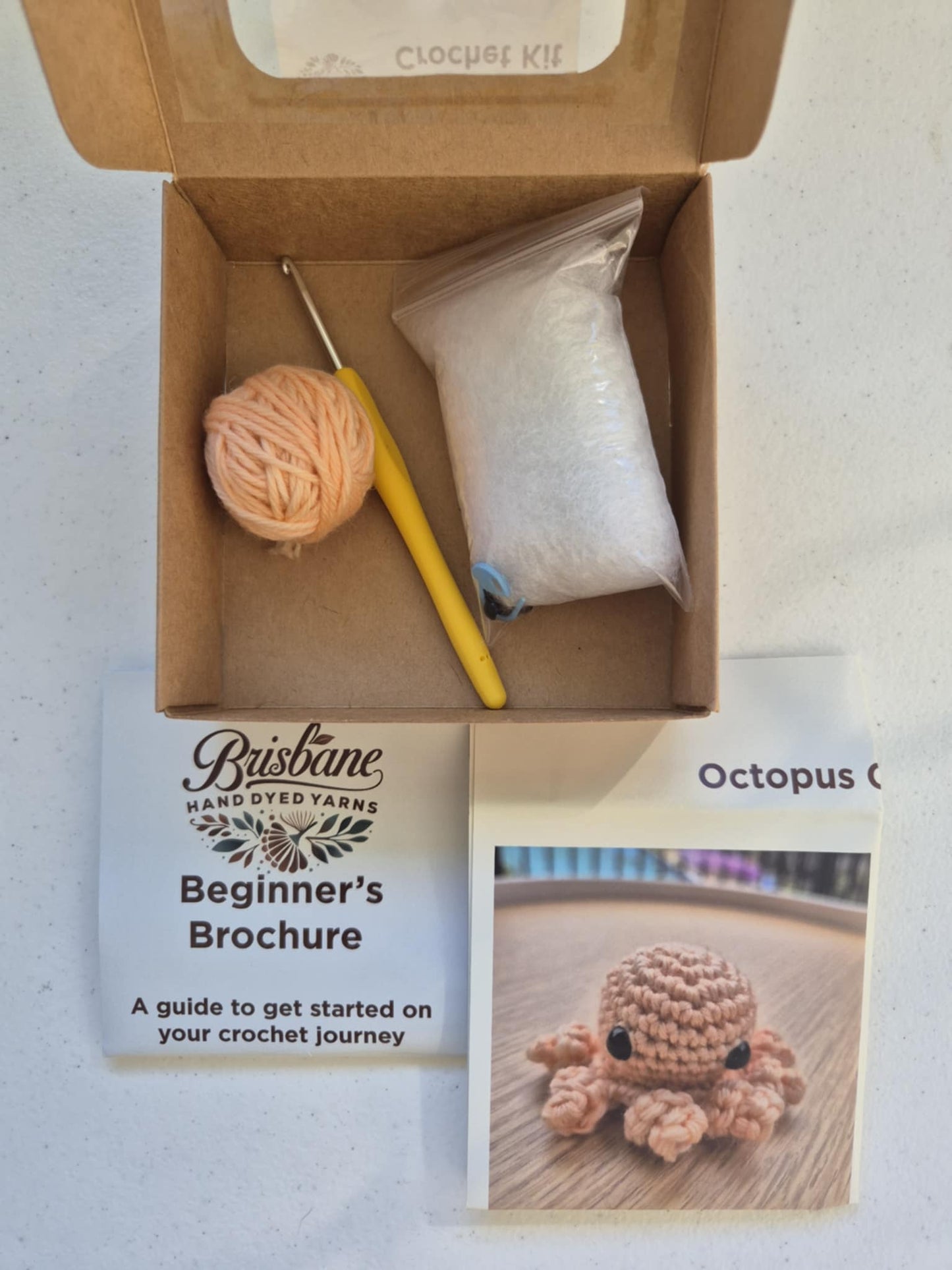 DIY Octopus Crochet Kit – Beginner-Friendly Amigurumi (Orange Hand Dyed Merino Wool)