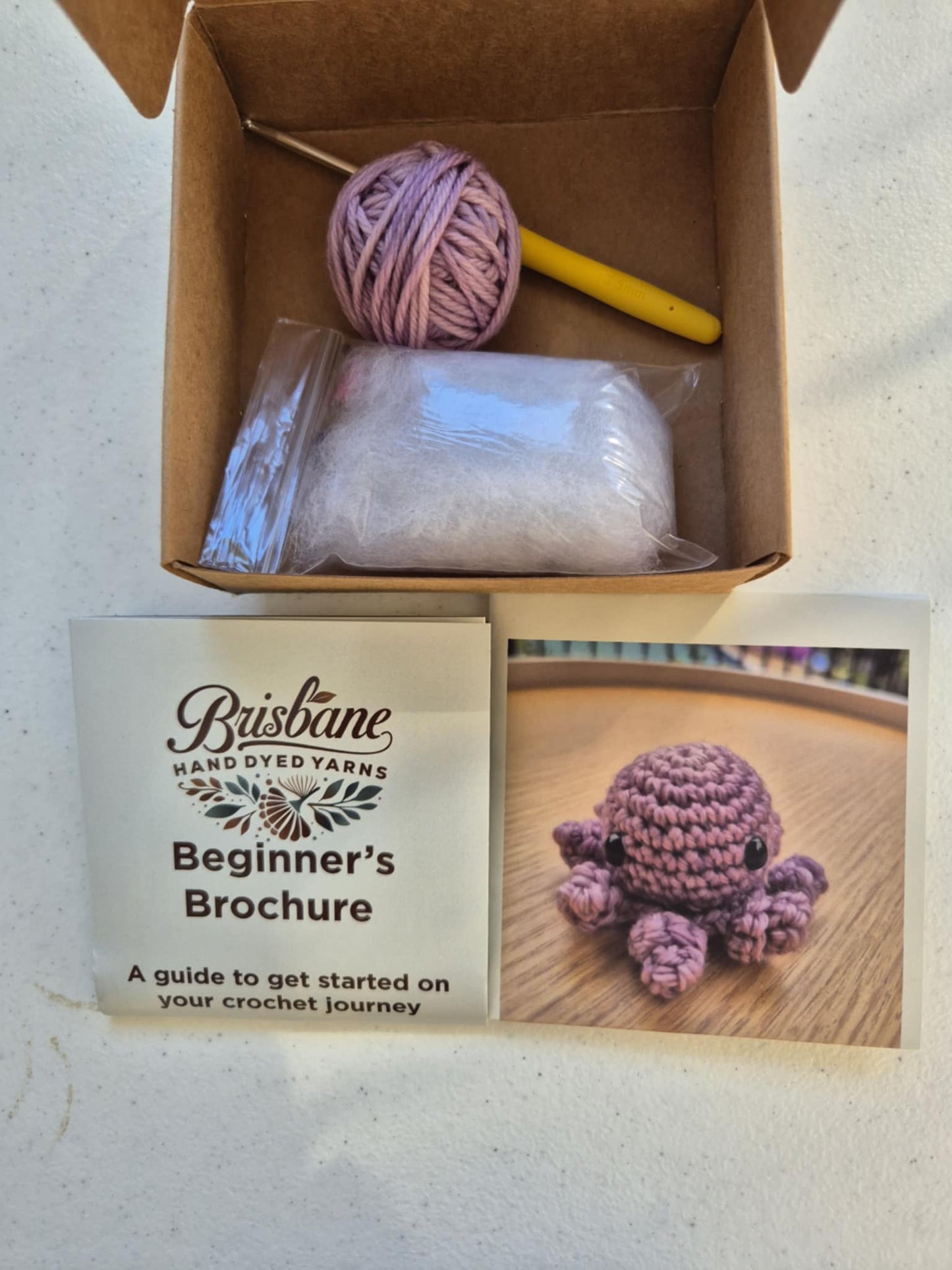 DIY Octopus Crochet Kit – Beginner-Friendly Amigurumi (Purple Hand Dyed Merino Wool)