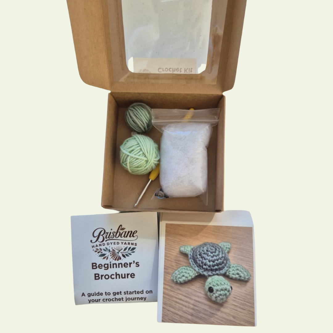 DIY Turtle Crochet Kit – Beginner-Friendly Amigurumi (Hand Dyed Merino Wool)