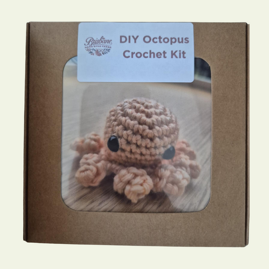 DIY Octopus Crochet Kit – Beginner-Friendly Amigurumi (Orange Hand Dyed Merino Wool)