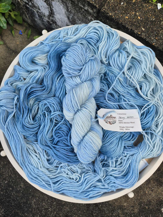 Fairy Wren – Hand Dyed 100% Merino Yarn (8ply DK, 100g Skein)