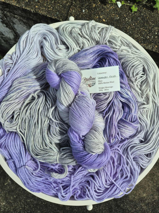 Lavender Fields – Hand Dyed 100% Merino Yarn (8ply DK, 100g Skein)