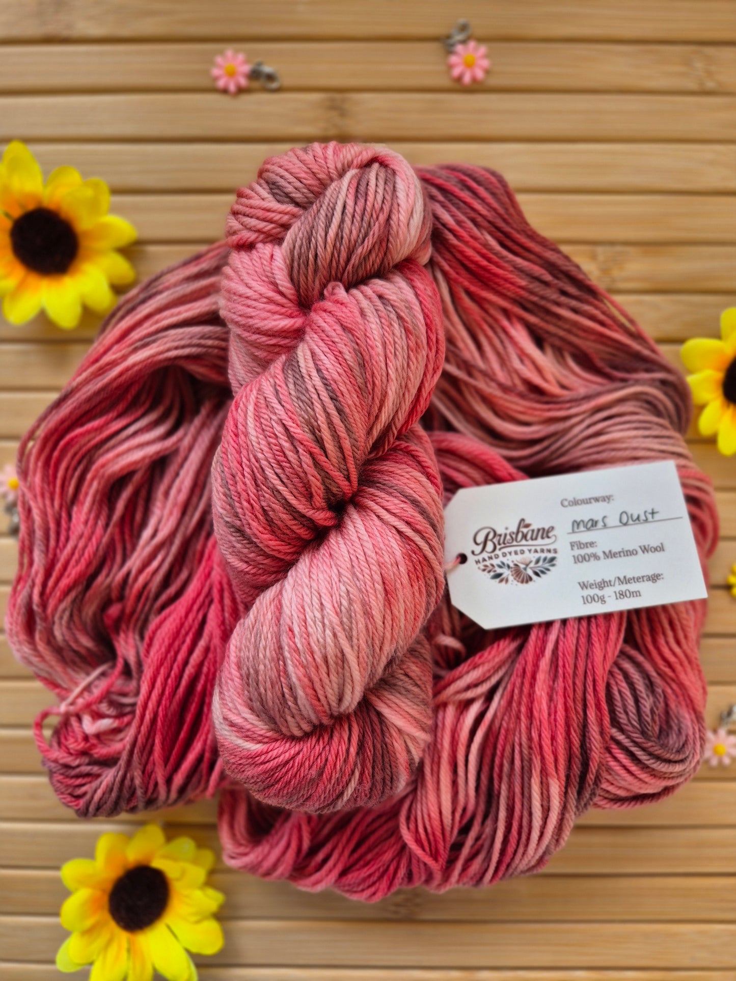 Mars Dust – Hand Dyed 100% Merino Yarn (8ply DK, 100g Skein)