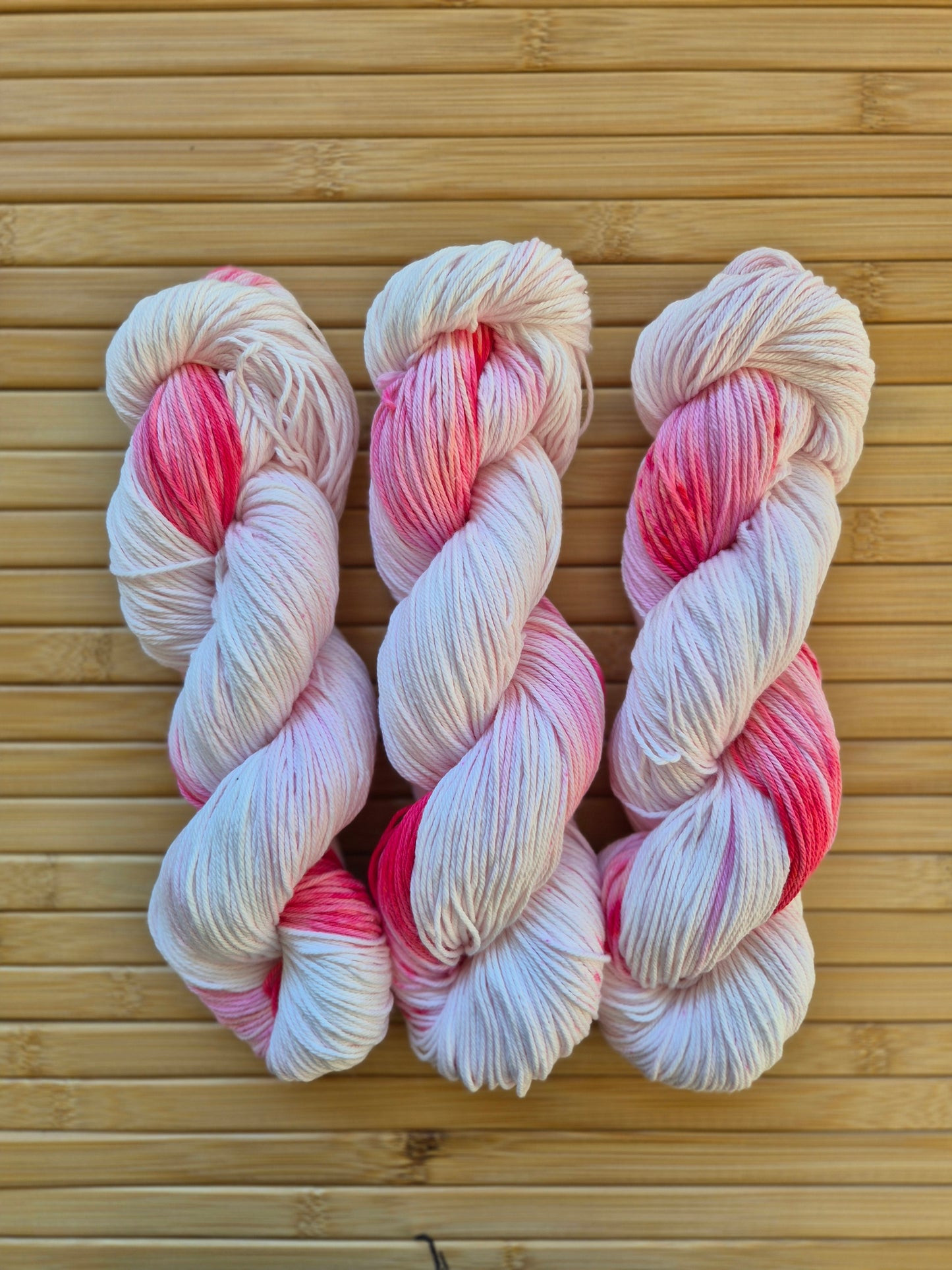 Strawberries and Cream – Hand Dyed 100% Cotton Yarn | 8ply