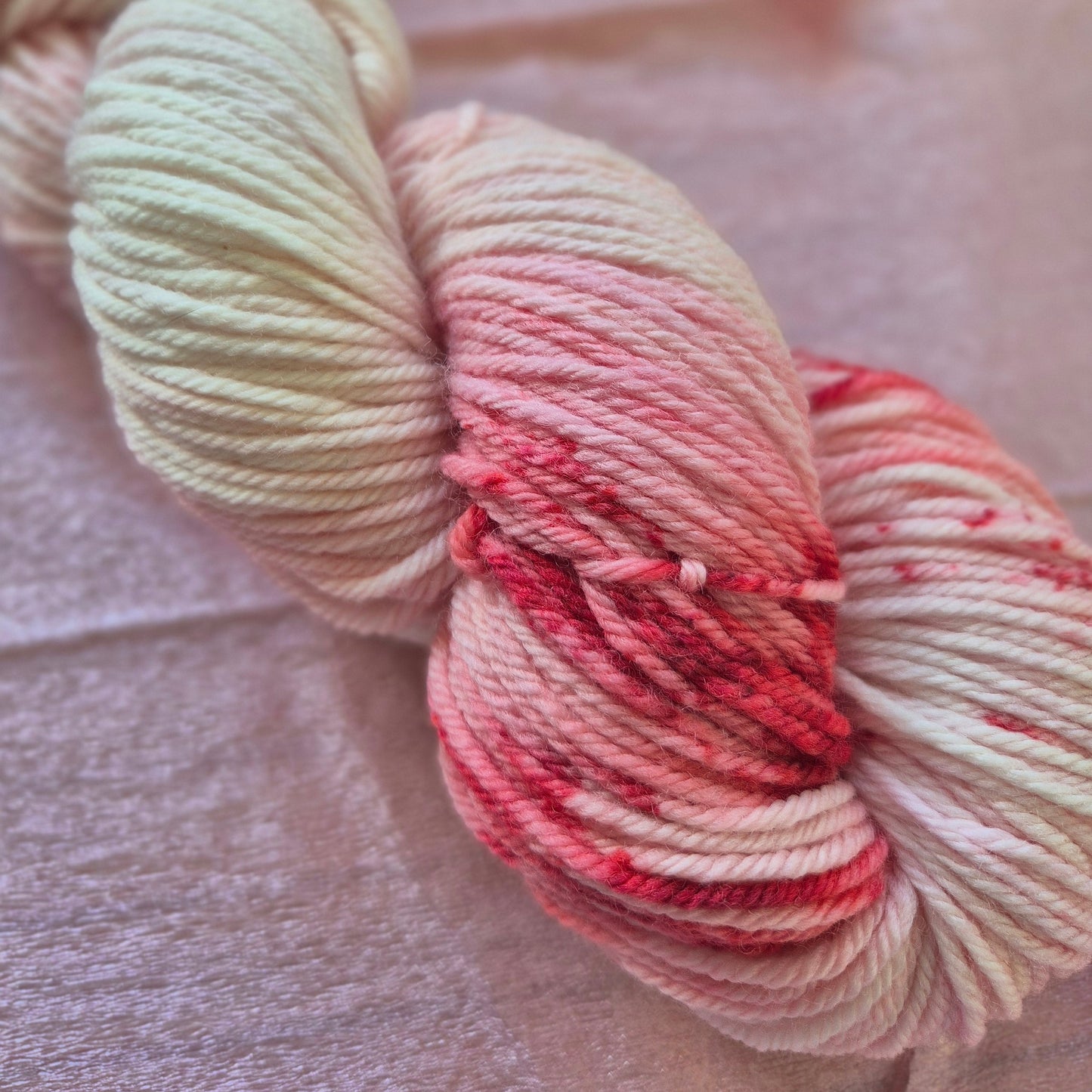 Strawberries and Cream – Hand Dyed 100% Merino Wool | 8ply & 4ply Available