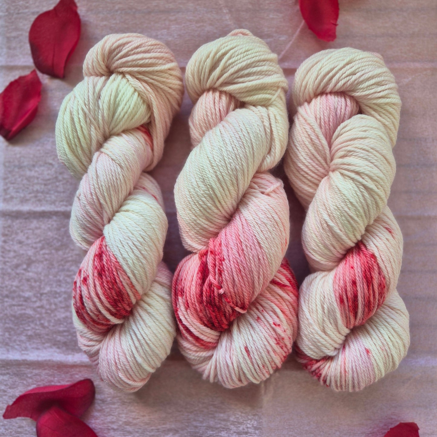 Strawberries and Cream – Hand Dyed 100% Merino Wool | 8ply & 4ply Available