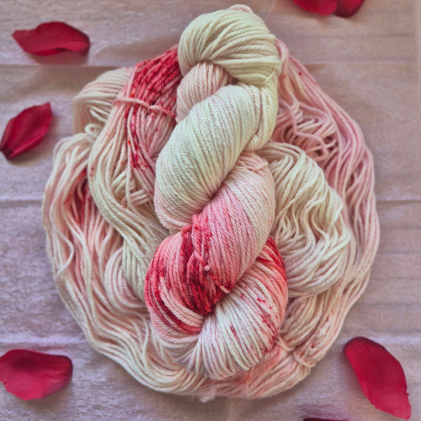 Strawberries and Cream – Hand Dyed 100% Merino Wool | 8ply & 4ply Available
