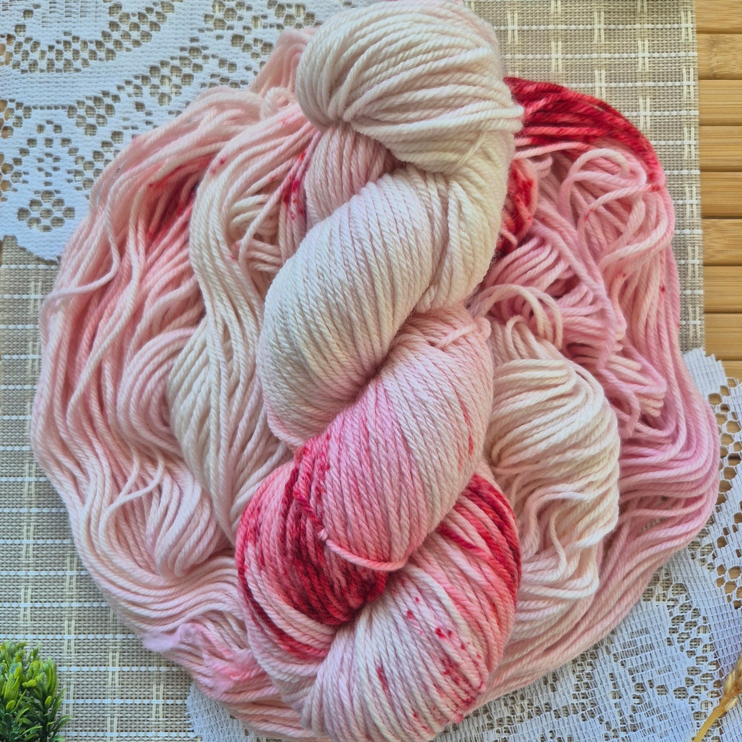 Strawberries and Cream – Hand Dyed 100% Merino Wool | 8ply & 4ply Available