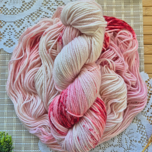 Strawberries and Cream – Hand Dyed 100% Merino Wool | 8ply & 4ply Available
