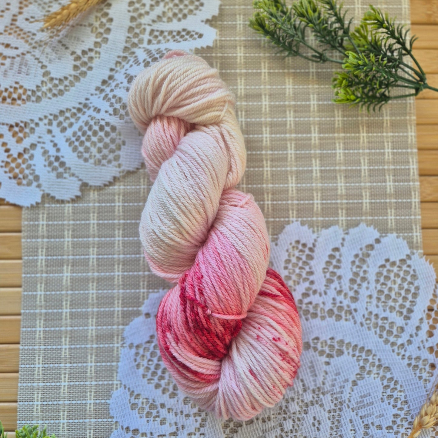 Strawberries and Cream – Hand Dyed 100% Merino Wool | 8ply & 4ply Available