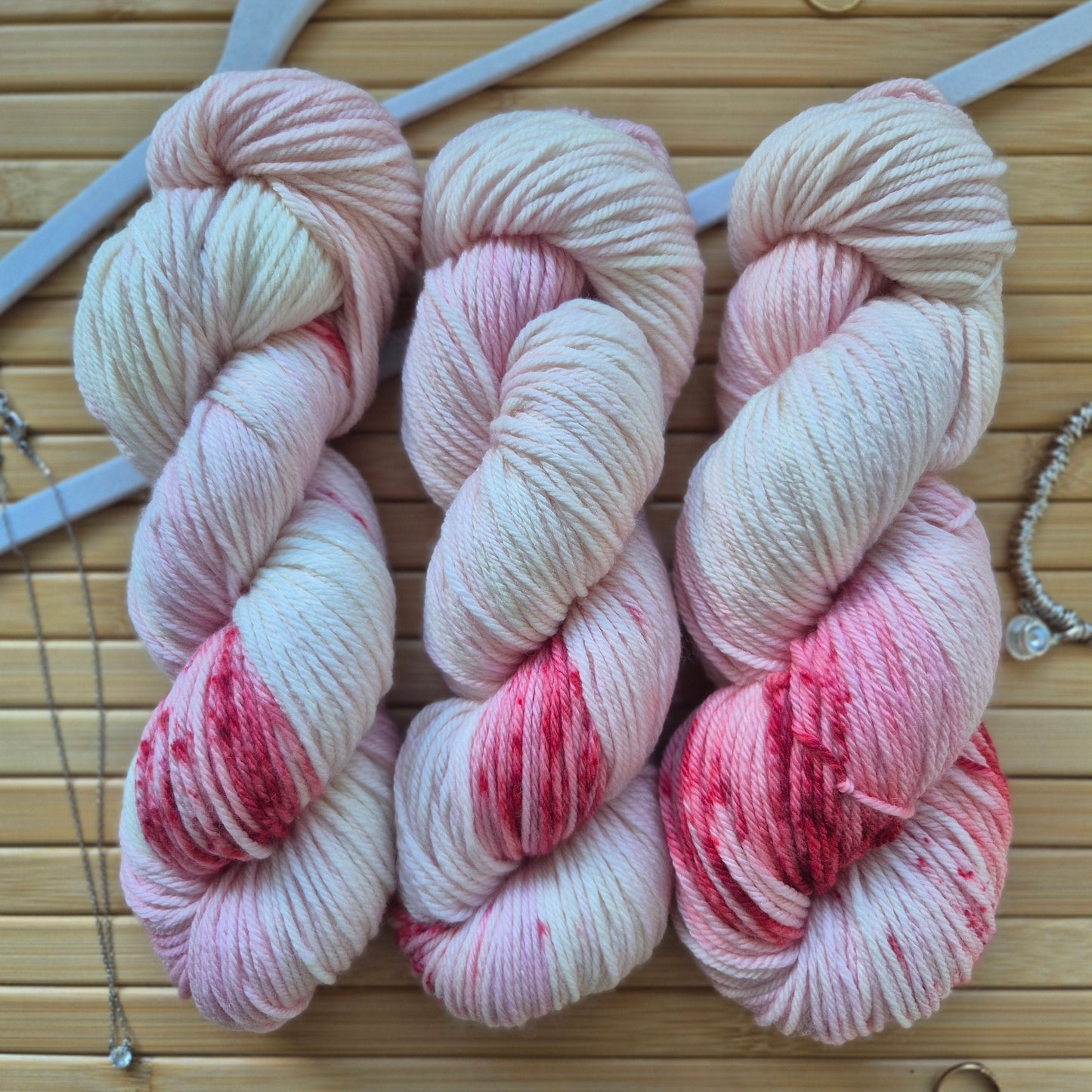 Strawberries and Cream – Hand Dyed 100% Merino Wool | 8ply & 4ply Available