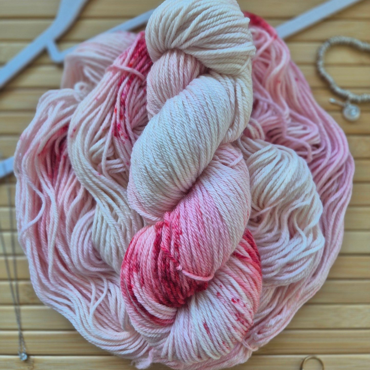 Strawberries and Cream – Hand Dyed 100% Merino Wool | 8ply & 4ply Available